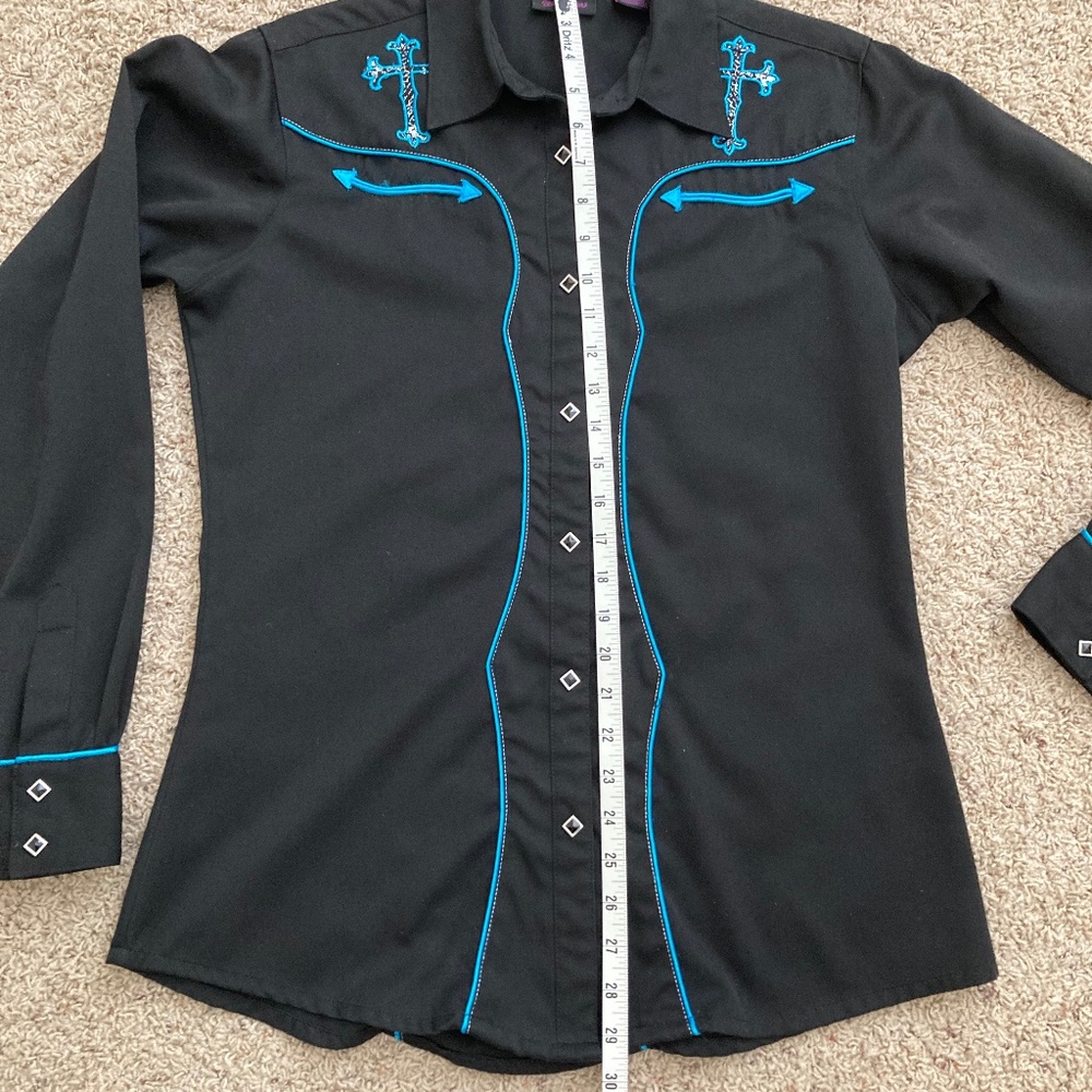 Women’s vintage Wrangler black western shirt. Size M - Picture 9 of 11